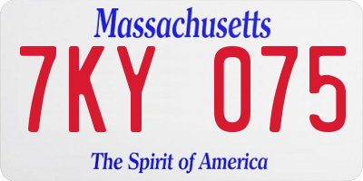 MA license plate 7KY075