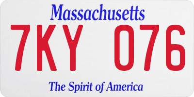 MA license plate 7KY076