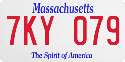 MA license plate 7KY079