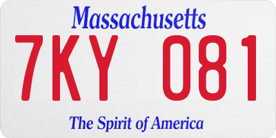 MA license plate 7KY081