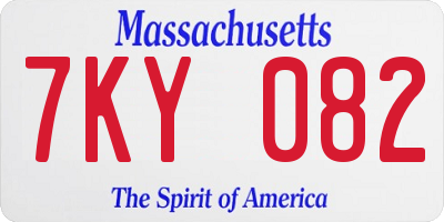 MA license plate 7KY082