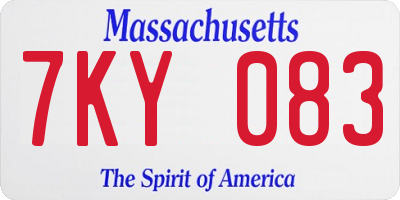 MA license plate 7KY083