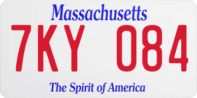 MA license plate 7KY084