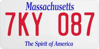 MA license plate 7KY087