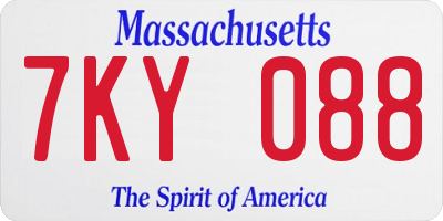 MA license plate 7KY088