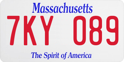 MA license plate 7KY089