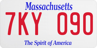 MA license plate 7KY090