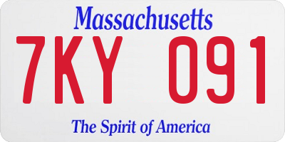 MA license plate 7KY091