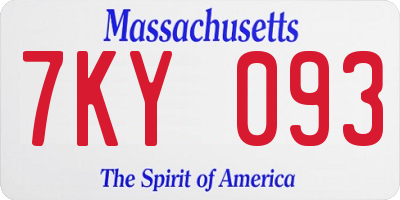 MA license plate 7KY093