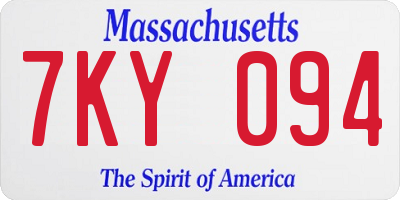 MA license plate 7KY094