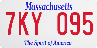 MA license plate 7KY095