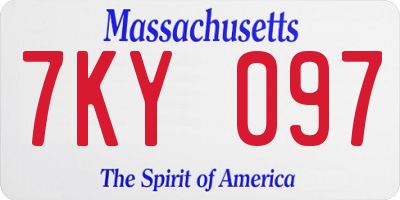 MA license plate 7KY097