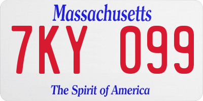 MA license plate 7KY099