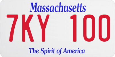 MA license plate 7KY100