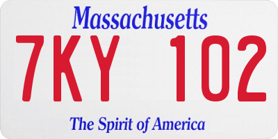 MA license plate 7KY102