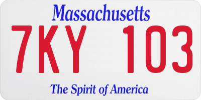 MA license plate 7KY103