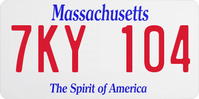 MA license plate 7KY104