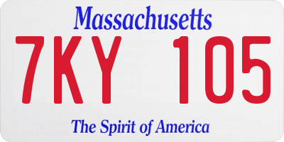 MA license plate 7KY105