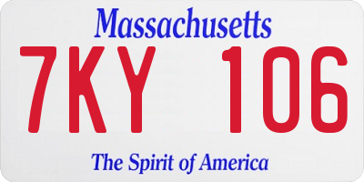 MA license plate 7KY106