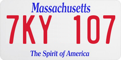 MA license plate 7KY107