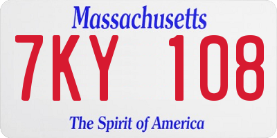 MA license plate 7KY108