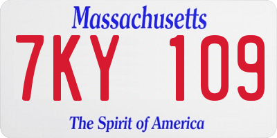 MA license plate 7KY109