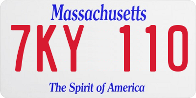 MA license plate 7KY110