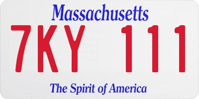 MA license plate 7KY111