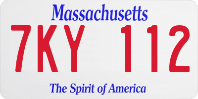 MA license plate 7KY112