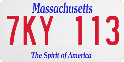 MA license plate 7KY113