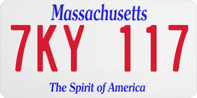 MA license plate 7KY117