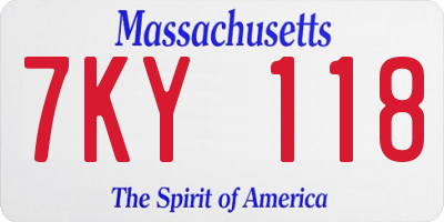 MA license plate 7KY118