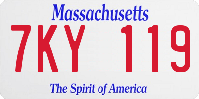MA license plate 7KY119