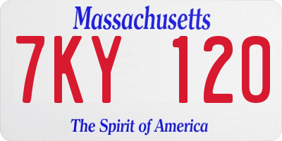 MA license plate 7KY120