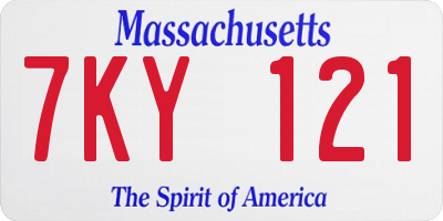 MA license plate 7KY121