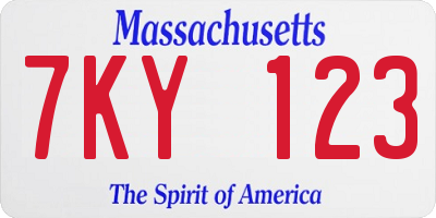 MA license plate 7KY123