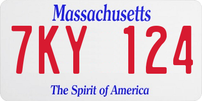 MA license plate 7KY124