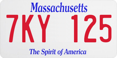 MA license plate 7KY125