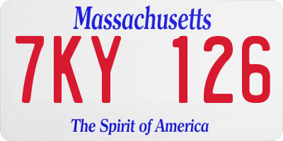 MA license plate 7KY126