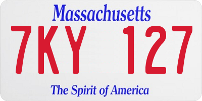 MA license plate 7KY127