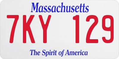 MA license plate 7KY129