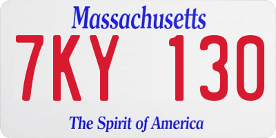 MA license plate 7KY130