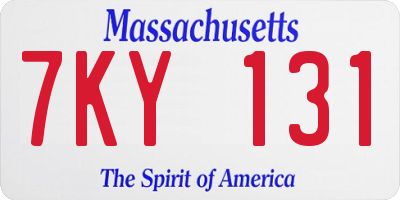 MA license plate 7KY131