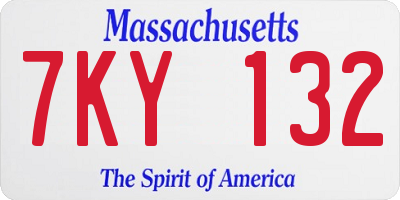 MA license plate 7KY132