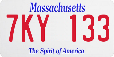 MA license plate 7KY133