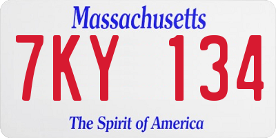 MA license plate 7KY134