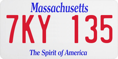 MA license plate 7KY135