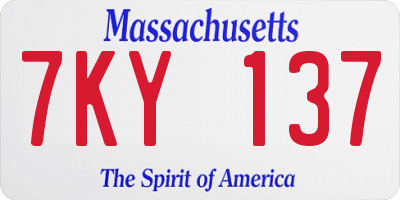 MA license plate 7KY137