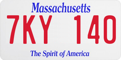 MA license plate 7KY140