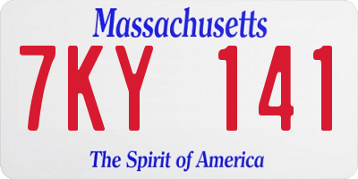 MA license plate 7KY141